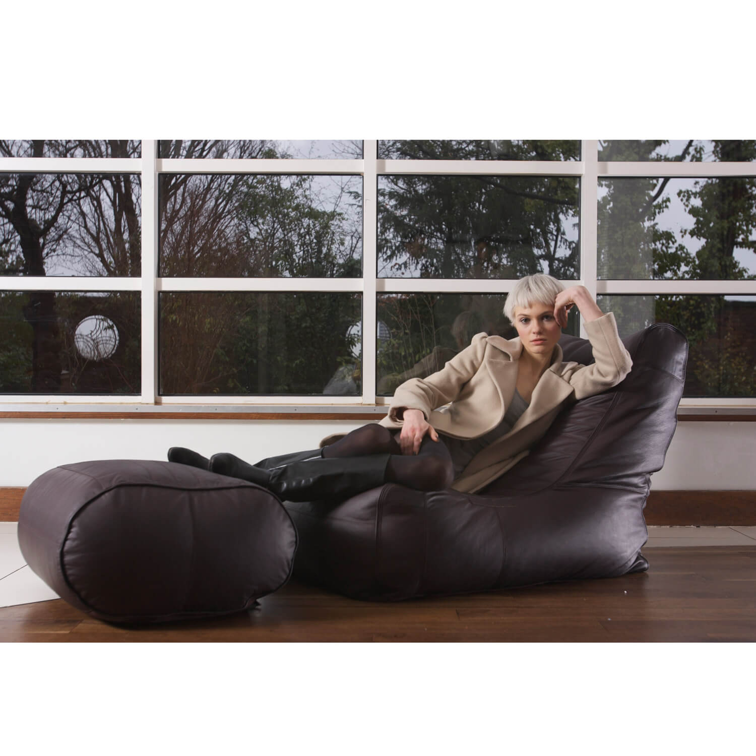 Indoor Bean Bags Fiorenze Bean Bags Contempo Brown Genuine Leather