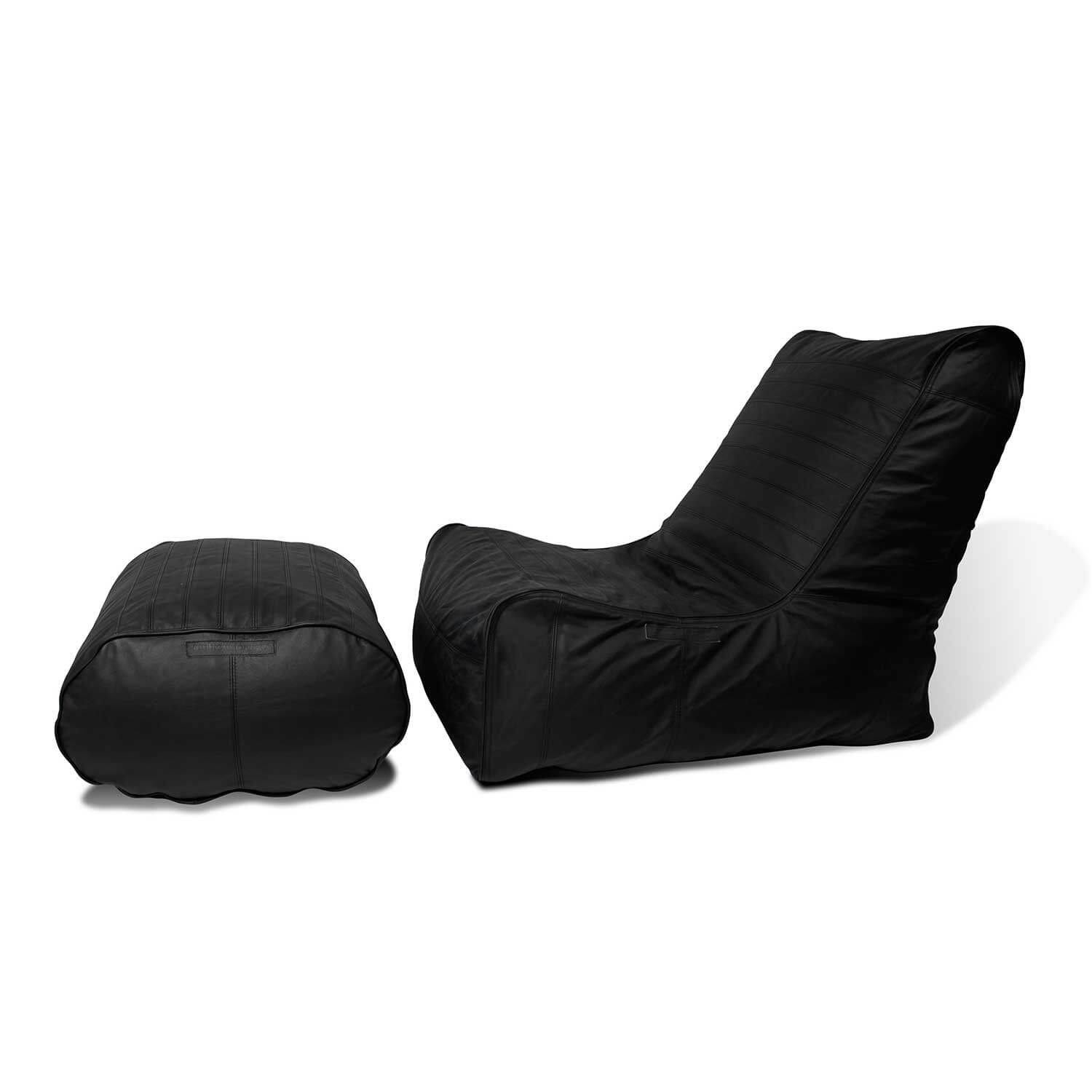 Indoor Bean Bags Fiorenze Bean Bags Embassy Black Genuine Leather Bean Bag New Zealand