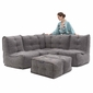 comfortable 4 Piece modular Couch Bean Bags in grey Interior Fabric