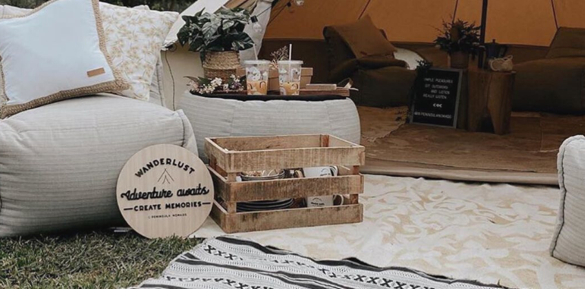 stylish outdoor garden set up with Ambient lounge bean bags