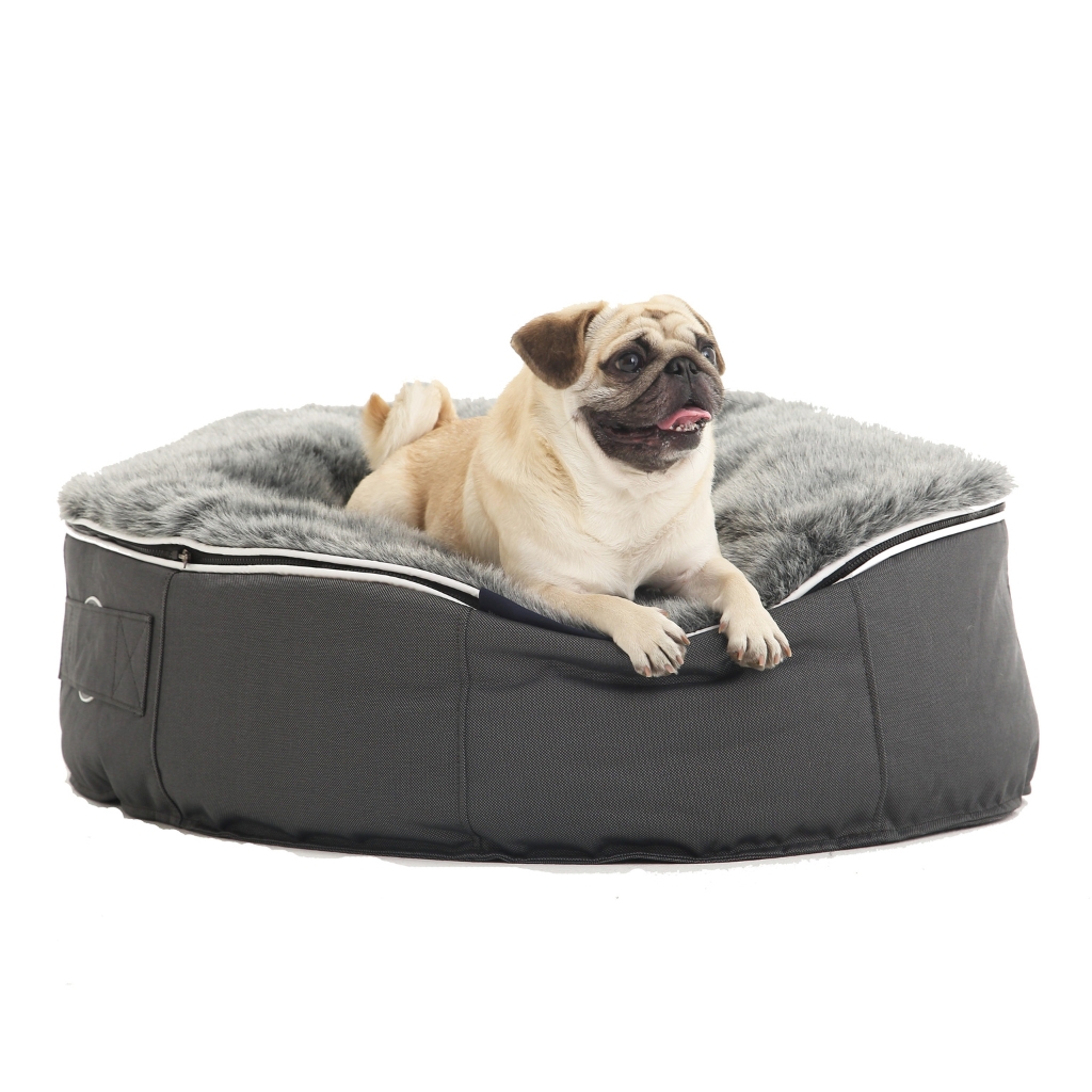 Grey fur hot sale dog bed