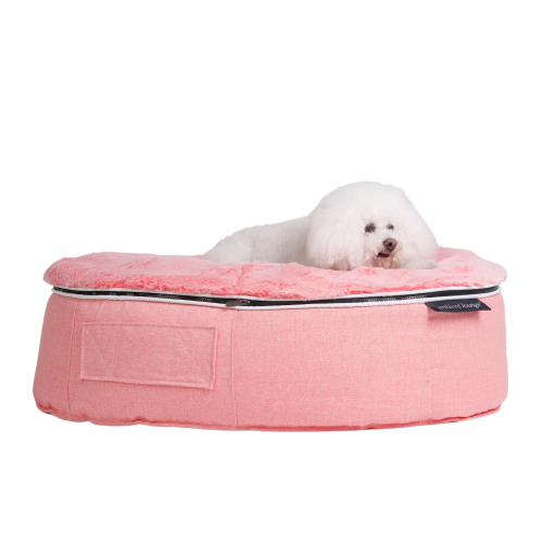 medium pink dog bed filled with beans by Ambient Lounge New Zealand