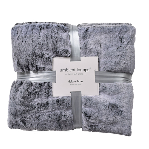 800gm sensory grey deluxe faux fur throw by ambient lounge