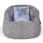 stunning 550gm faux fur sensory grey cushion on an butterfly sofa by ambient lounge®