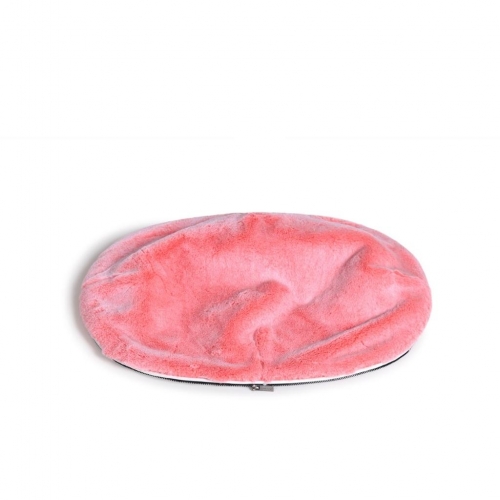 small pink faux fur dog bed cover made by Ambient Lounge New Zealand