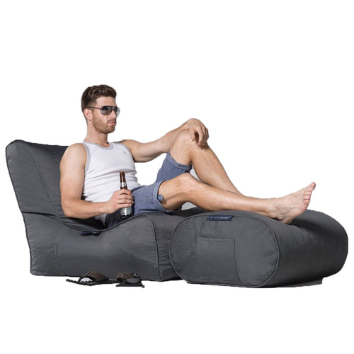 dark grey designer sofa set in Sunbrella fabric bean bag by Ambient Lounge
