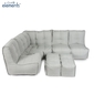 5 Piece Modular Living Lounge Bean Bag in Grey with Linen Interior Fabric