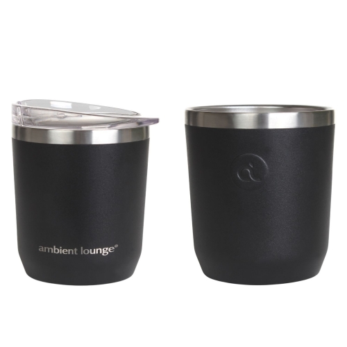 Stainless Steel Drink Cup - 300ml Black/Black (Set of 2)