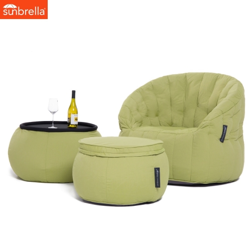 lime green designer sofa set in Sunbrella fabric bean bag by Ambient Lounge