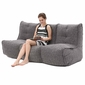 comfortable 3 Piece movie couch Bean Bags in Grey Interior Fabric