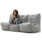 comfortable 3 Piece movie couch Bean Bags in Grey with linen Interior Fabric