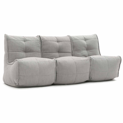 comfortable 3 Piece movie couch Bean Bags in Grey with linen Interior Fabric