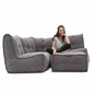 comfortable 4 Piece modular Couch Bean Bags in grey Interior Fabric