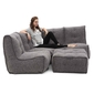 comfortable 4 Piece modular Couch Bean Bags in grey Interior Fabric