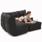 comfortable 4 Piece modular Couch Bean Bags in black Interior Fabric