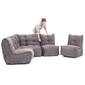 comfortable Modular L sofa Bean Bags in Grey Interior Fabric