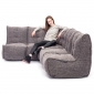 comfortable Modular L sofa Bean Bags in Grey Interior Fabric