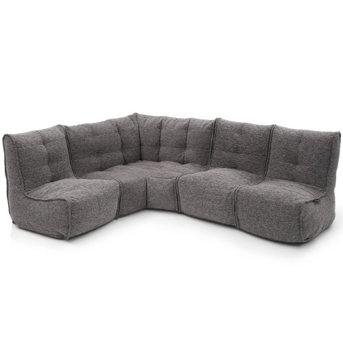 comfortable Modular L sofa Bean Bags in Grey Interior Fabric