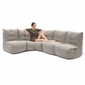 comfortable Modular L sofa Bean Bags in Beige Interior Fabric