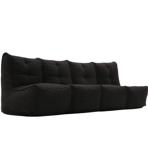 comfortable 4 Piece Modular Quad Couch Bean Bags in black Interior Fabric