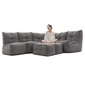 comfortable 5 Piece modular Couch Bean Bags in grey Interior Fabric