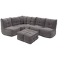 comfortable 5 Piece modular Couch Bean Bags in grey Interior Fabric