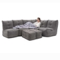 comfortable 5 Piece modular Couch Bean Bags in grey Interior Fabric