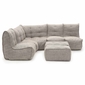 5 Piece Modular Living Lounge Bean Bag in Beige Interior Fabric