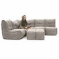 5 Piece Modular Living Lounge Bean Bag in Beige Interior Fabric