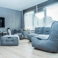 5 Piece Modular Living Lounge Bean Bag in Grey with Linen Interior Fabric