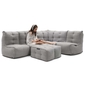 5 Piece Modular Living Lounge Bean Bag in Grey with Linen Interior Fabric