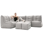 5 Piece Modular Living Lounge Bean Bag in Grey with Linen Interior Fabric