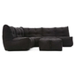 5 Piece Modular Living Lounge Bean Bag in Black Sapphire Interior Fabric