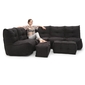 5 Piece Modular Living Lounge Bean Bag in Black Sapphire Interior Fabric