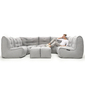 6 Modular Max Lounge Bean Bags in Grey with Linen Interior Fabric