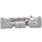 6 Modular Max Lounge Bean Bags in Grey with Linen Interior Fabric