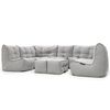 6 Modular Max Lounge Bean Bags in Grey with Linen Interior Fabric