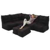5 Piece Modular Living Lounge Bean Bag in Black Sapphire Interior Fabric 5 Piece Modular Living Lounge Bean Bag in Black Sapphire Interior Fabric