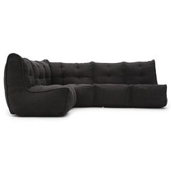 4 Piece Modular L Bean Bags in Black Sapphire Interior Fabric