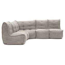 comfortable Modular L sofa Bean Bags in Beige Interior Fabric