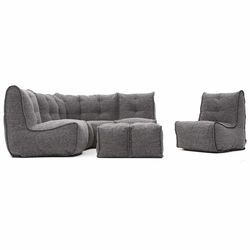 comfortable 5 Piece modular Couch Bean Bags in grey Interior Fabric