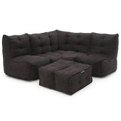 comfortable 4 Piece modular Couch Bean Bags in black Interior Fabric