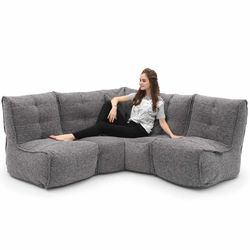 Comfortable Corner Modular Furniture bean bag Grey Couch Interior Fabric