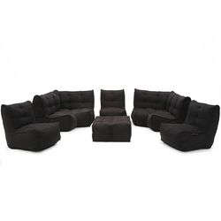 6 Modular Max Lounge Bean Bags in Black Interior Fabric