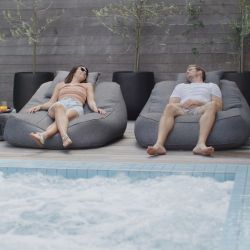 Satellite twin sofa in titanium weave fabric from ambient lounge in New Zealand