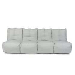 comfortable 4 Piece Modular Quad Couch Bean Bags in Grey with linen Interior Fabric