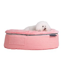 medium pink dog bed filled with beans by Ambient Lounge New Zealand